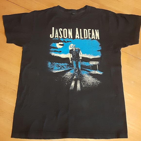 TULTEX Other - JASON ALDEAN NIGHT TRAIN TOUR MUSIC BAND TOUR Cotton Black Shirt Mens  MEDIUM.